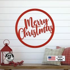 Speed Fabrication Round Merry Christmas Metal Sign