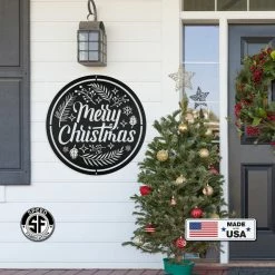 Speed Fabrication Decorative Merry Christmas Sign, Metal Christmas Decor