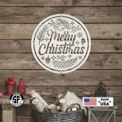 Speed Fabrication Decorative Merry Christmas Sign, Metal Christmas Decor