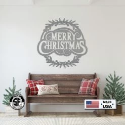 Speed Fabrication Metal Christmas Wreath Sign, Holiday Decor, Indoor, Outdoor