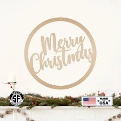 Speed Fabrication Round Merry Christmas Metal Sign