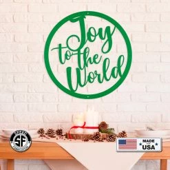 Speed Fabrication Round Joy To The World Christmas Décor Metal Sign