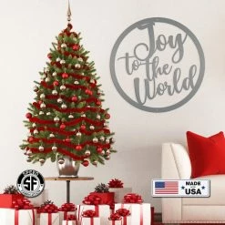 Speed Fabrication Round Joy To The World Christmas Décor Metal Sign