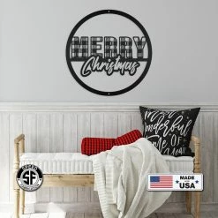 Speed Fabrication Christmas Metal Signs Plaid Merry Christmas Metal Sign - Holiday Sign