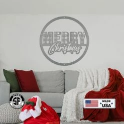 Speed Fabrication Christmas Metal Signs Plaid Merry Christmas Metal Sign - Holiday Sign