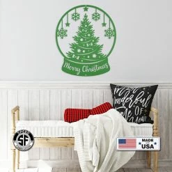 Speed Fabrication Christmas Metal Signs Christmas Globe Sign, Metal Holiday Sign