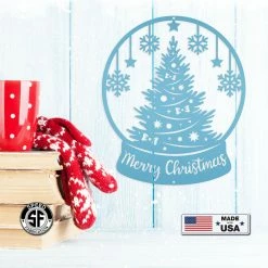 Speed Fabrication Christmas Metal Signs Christmas Globe Sign, Metal Holiday Sign