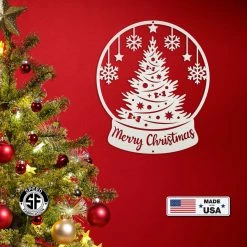 Speed Fabrication Christmas Metal Signs Christmas Globe Sign, Metal Holiday Sign