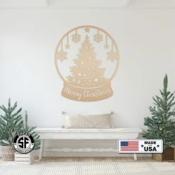 Speed Fabrication Christmas Metal Signs Christmas Globe Sign, Metal Holiday Sign