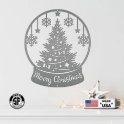 Speed Fabrication Christmas Metal Signs Christmas Globe Sign, Metal Holiday Sign
