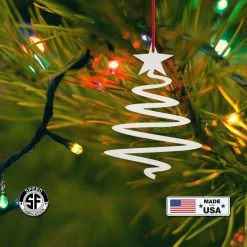 Speed Fabrication Metal Minimalist Tree Ornament, Holiday Decor, Simple Tree Ornament