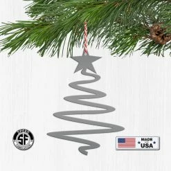 Speed Fabrication Metal Minimalist Tree Ornament, Holiday Decor, Simple Tree Ornament