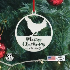 Speed Fabrication Ornaments Merry Cluckmas Chicken Metal Ornament, Christmas Decor, Farm Ornament