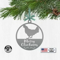 Speed Fabrication Ornaments Merry Cluckmas Chicken Metal Ornament, Christmas Decor, Farm Ornament