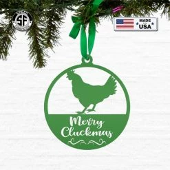Speed Fabrication Ornaments Merry Cluckmas Chicken Metal Ornament, Christmas Decor, Farm Ornament