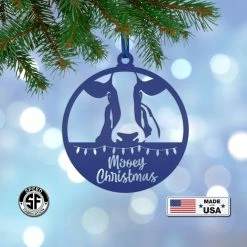 Speed Fabrication Metal Mooey Christmas Ornament, Farm Ornament, Holiday Decor
