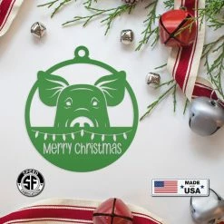 Speed Fabrication Pig Metal Ornament, Farm Ornament