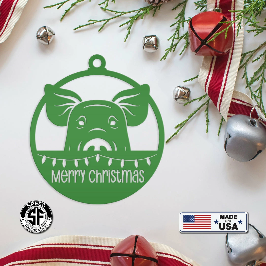 Speed Fabrication Pig Metal Ornament, Farm Ornament