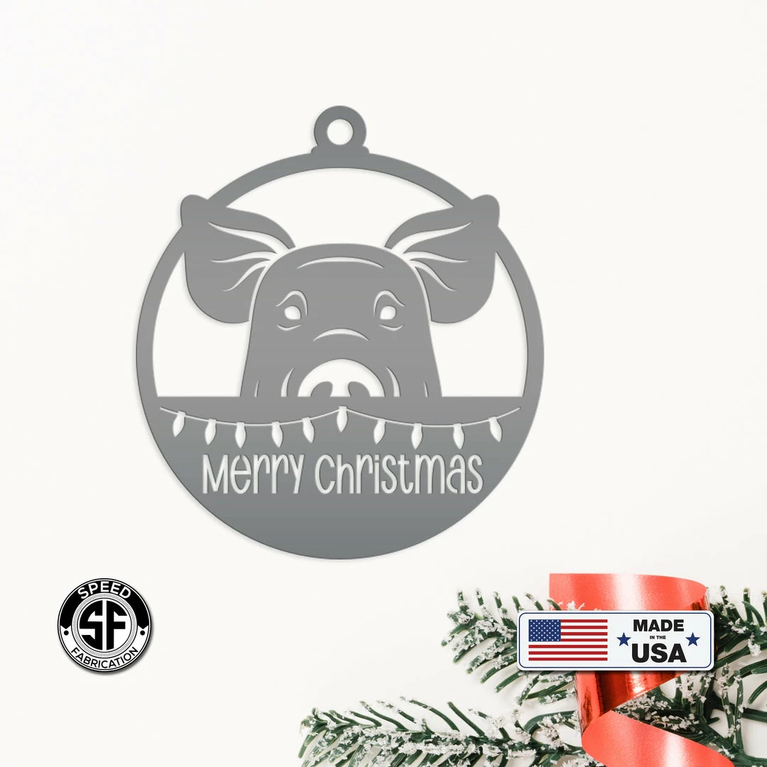 Speed Fabrication Pig Metal Ornament, Farm Ornament