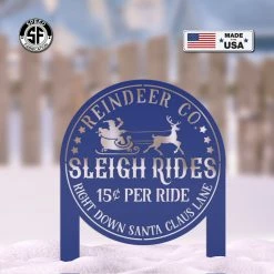 Speed Fabrication Metal Sleigh Rides Yard Stake - Outdoor Christmas Decor Christmas Metal Signs