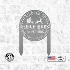 Speed Fabrication Metal Sleigh Rides Yard Stake - Outdoor Christmas Decor Christmas Metal Signs