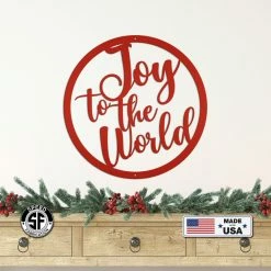 Speed Fabrication Round Joy To The World Christmas DΓ©cor Metal Sign