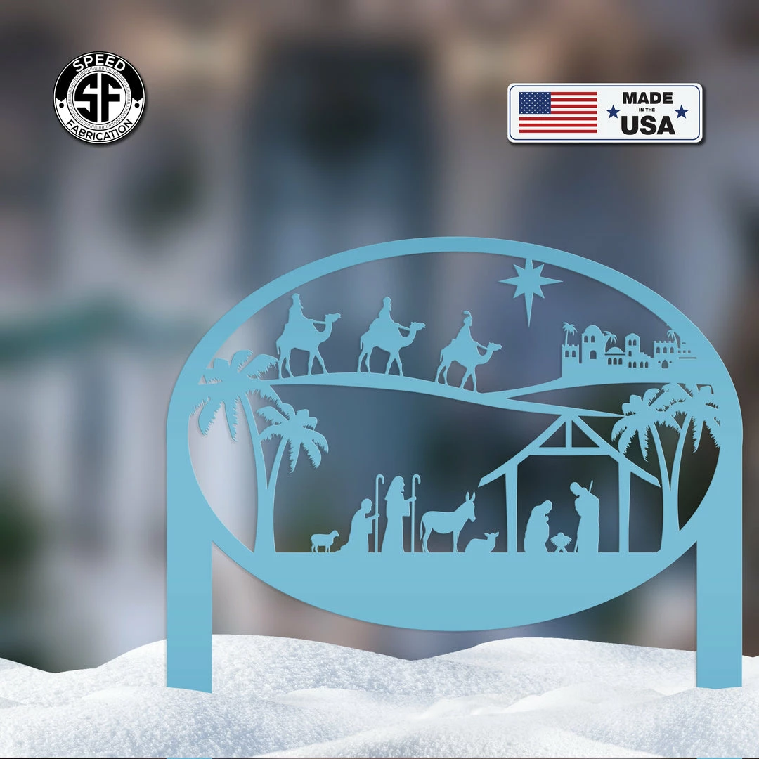 Speed Fabrication Christmas Nativity Metal Yard Stake , Christian Yard Decor, Holiday Decor