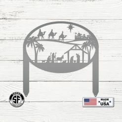 Speed Fabrication Christmas Nativity Metal Yard Stake , Christian Yard Decor, Holiday Decor