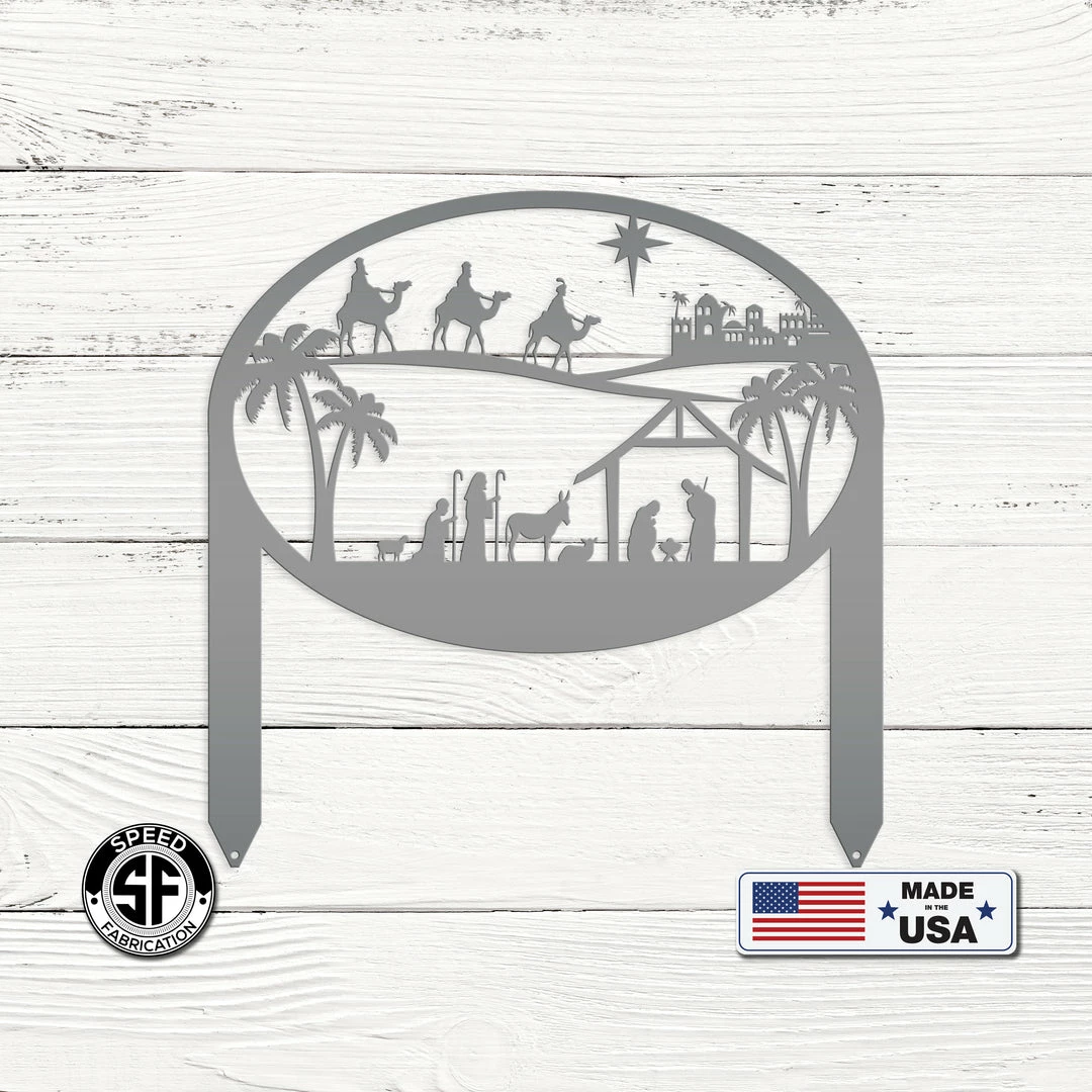 Speed Fabrication Christmas Nativity Metal Yard Stake , Christian Yard Decor, Holiday Decor