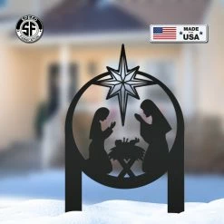 Speed Fabrication Christmas Metal Signs Outdoor Christmas Nativity Metal Yard Stake, Christian Decor