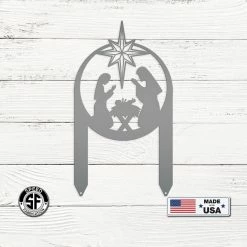 Speed Fabrication Christmas Metal Signs Outdoor Christmas Nativity Metal Yard Stake, Christian Decor