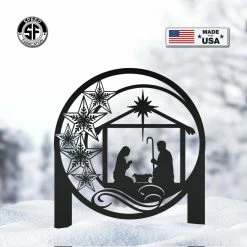 Speed Fabrication Christmas Metal Signs Outdoor Star Nativity Metal Yard Stake , Christmas Decor, Christian Decor