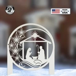 Speed Fabrication Christmas Metal Signs Outdoor Star Nativity Metal Yard Stake , Christmas Decor, Christian Decor