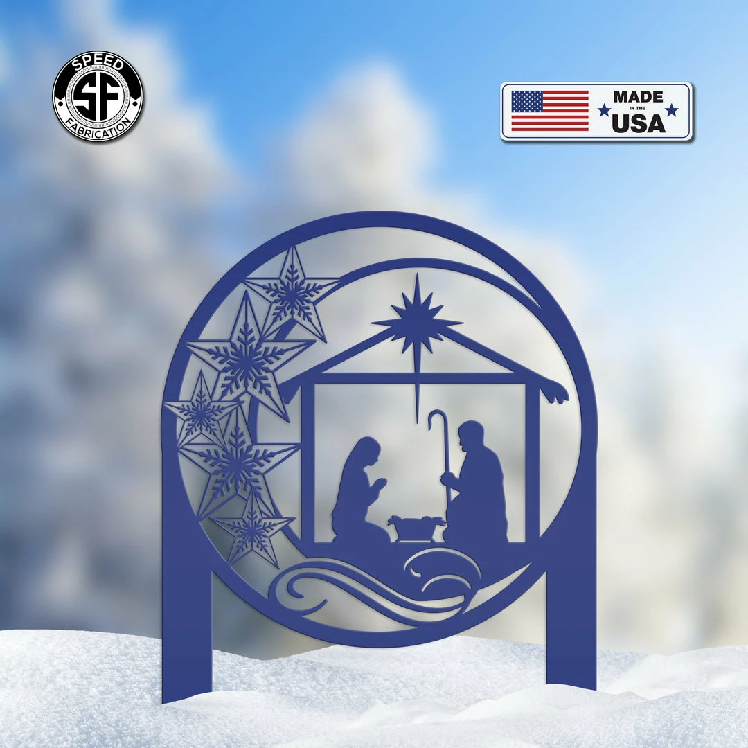 Speed Fabrication Christmas Metal Signs Outdoor Star Nativity Metal Yard Stake , Christmas Decor, Christian Decor