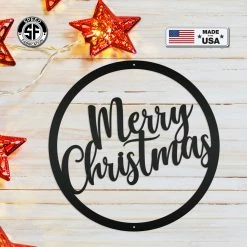 Speed Fabrication Round Merry Christmas Metal Sign