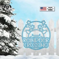 Speed Fabrication Reindeer Crossing Metal Sign, Funny Holiday Sign, Holiday Decor Christmas Metal Signs