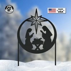 Speed Fabrication Large Metal Nativity Sign With Heavy Duty Yard Kit, Christmas Yard Decor, 40 Inch Natvity Sign, Heavy Duty Outdoor Nativity Sign Christmas Metal Signs