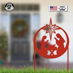 Speed Fabrication Large Metal Nativity Sign With Heavy Duty Yard Kit, Christmas Yard Decor, 40 Inch Natvity Sign, Heavy Duty Outdoor Nativity Sign Christmas Metal Signs