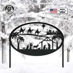 Speed Fabrication Christmas Nativity Metal Sign With Heavy Duty Yard Stakes Christmas Metal Signs