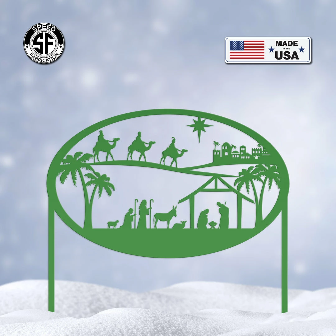 Speed Fabrication Christmas Nativity Metal Sign With Heavy Duty Yard Stakes Christmas Metal Signs