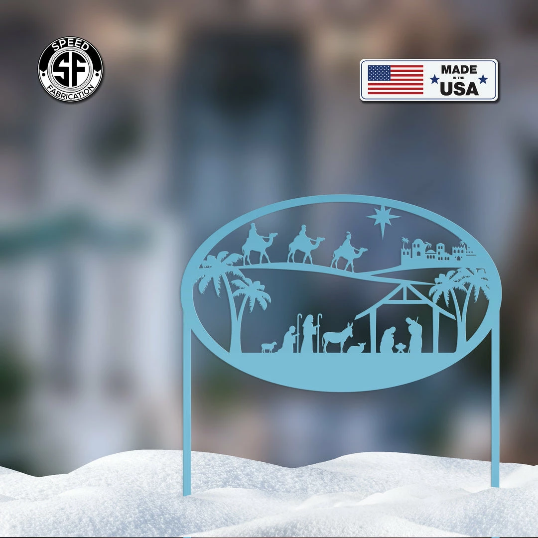 Speed Fabrication Christmas Nativity Metal Sign With Heavy Duty Yard Stakes Christmas Metal Signs