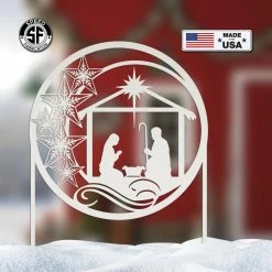 Speed Fabrication Extra Large Christmas Nativity Metal Sign With Heavy Duty Yard Stakes - Holiday Decor