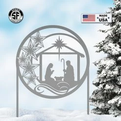 Speed Fabrication Extra Large Christmas Nativity Metal Sign With Heavy Duty Yard Stakes - Holiday Decor