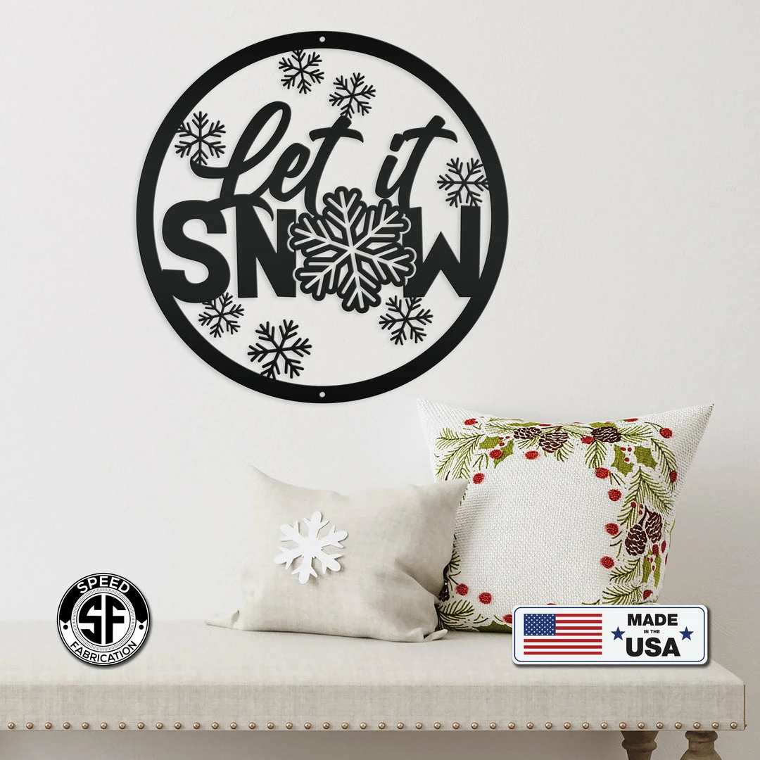 Speed Fabrication Christmas Metal Signs Outdoor Let It Snow Metal Sign, Winter Decor, Seasonal Decor
