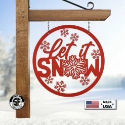 Speed Fabrication Christmas Metal Signs Outdoor Let It Snow Metal Sign, Winter Decor, Seasonal Decor