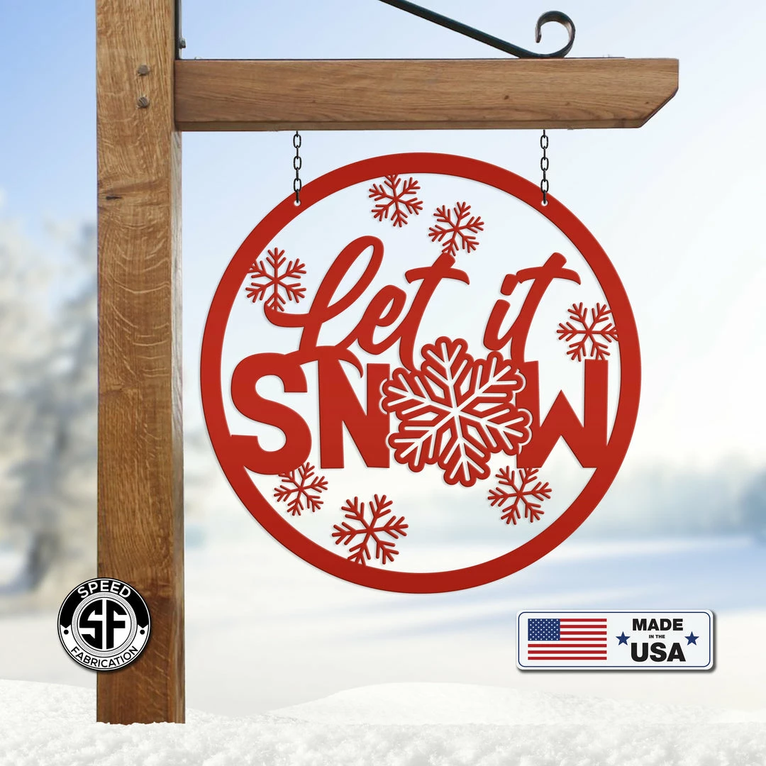 Speed Fabrication Christmas Metal Signs Outdoor Let It Snow Metal Sign, Winter Decor, Seasonal Decor