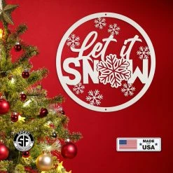 Speed Fabrication Christmas Metal Signs Outdoor Let It Snow Metal Sign, Winter Decor, Seasonal Decor