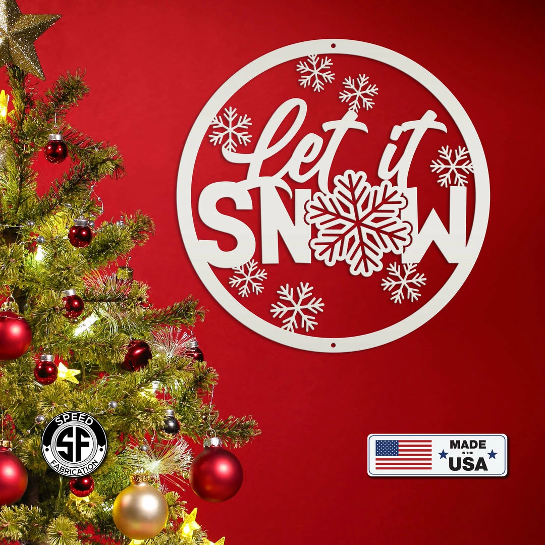 Speed Fabrication Christmas Metal Signs Outdoor Let It Snow Metal Sign, Winter Decor, Seasonal Decor