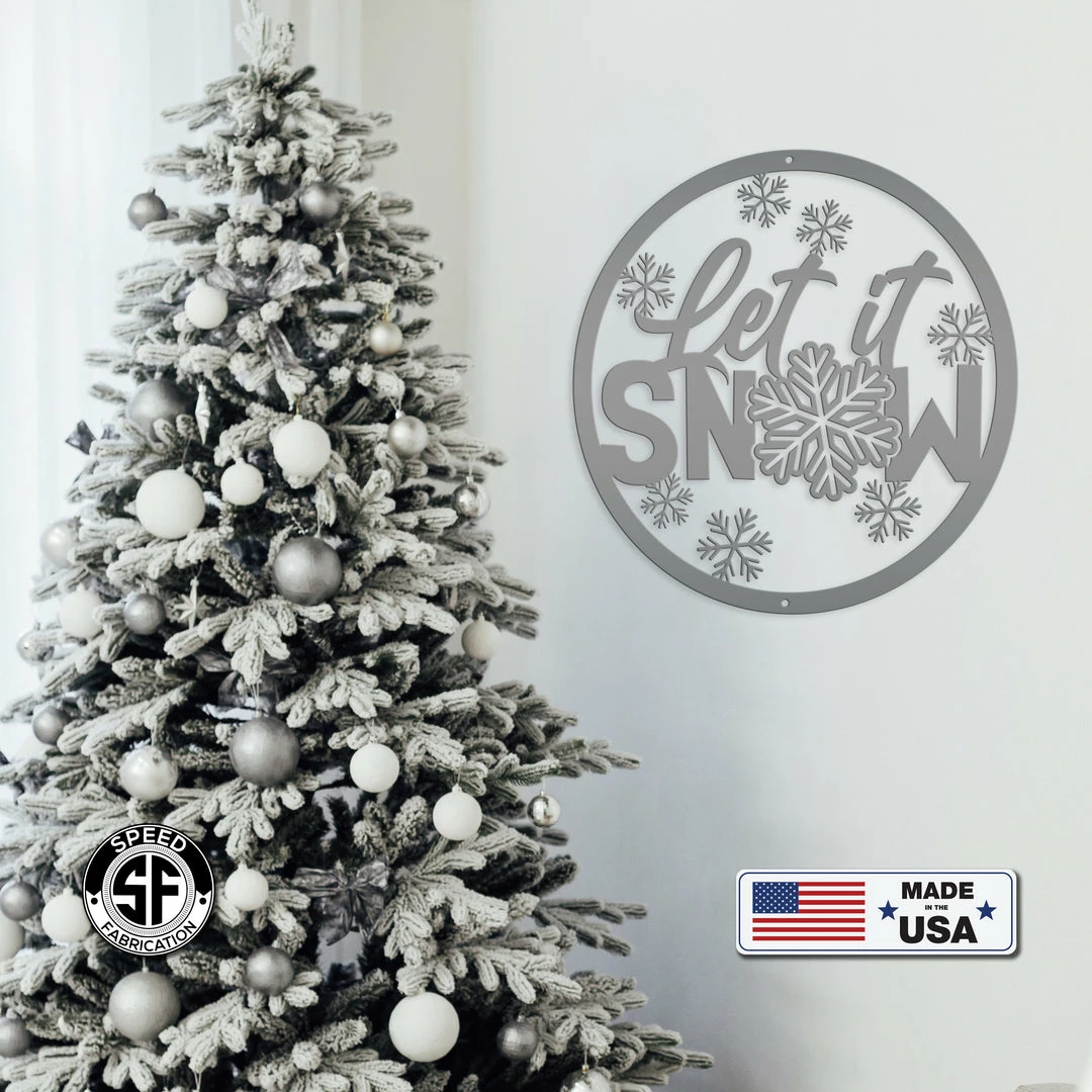 Speed Fabrication Christmas Metal Signs Outdoor Let It Snow Metal Sign, Winter Decor, Seasonal Decor