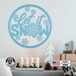 Speed Fabrication Christmas Metal Signs Outdoor Let It Snow Metal Sign, Winter Decor, Seasonal Decor